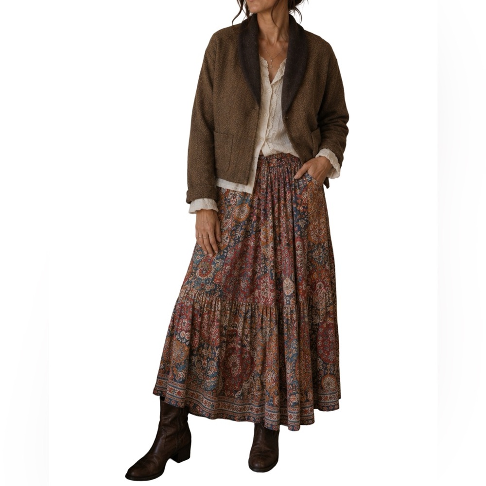 Peruvian Connection Alpaca Jacket Size 8 Brown Herringbone Coatigan Snap Front